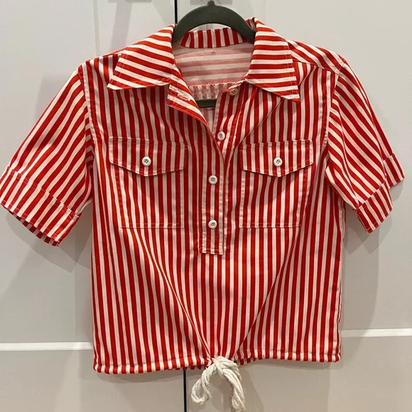 Handmade 1950s/60s vintage candy stripe button down with rope detail - Picture 1 of 4